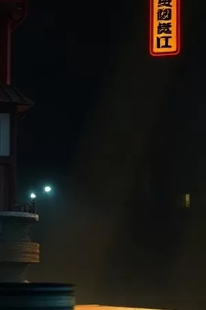 《半城灯火》竖版海报,夜间高架桥上车流拉出的光带