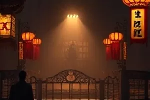 《玻璃温室》横版海报,通透温室内整齐排列的绿植架