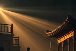 《潮汐档案》横版海报,退潮后的滩涂与一排测量标杆